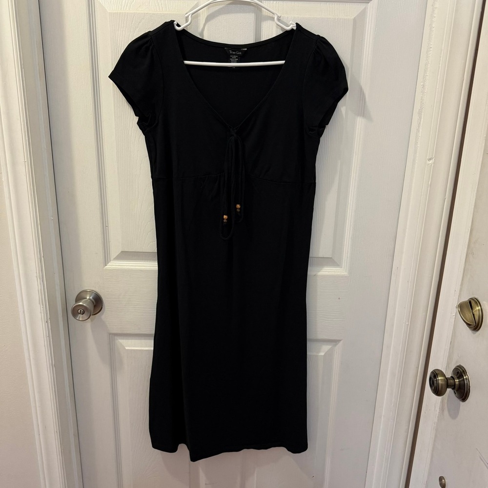 True Grit XS Black Organic Cotton Bamboo Tie Mini Dress Whimsigoth Witchy Tshirt